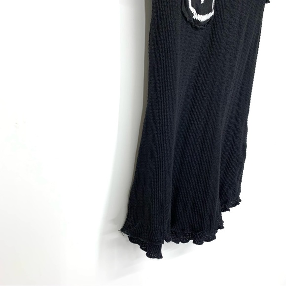 Free People Black Flower Applique Embroidered Berlin Muscle Tank Top Size XS - Picture 4 of 15